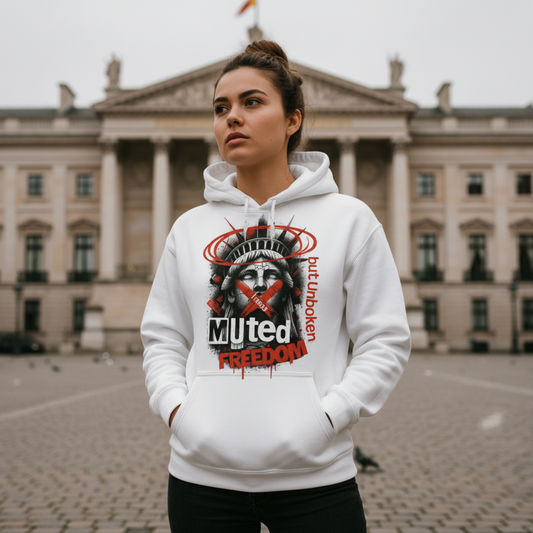 Model wearing the Motiv8Style Muted Freedom Hoodie, purpose-driven streetwear symbolizing strength, restraint, and intention.